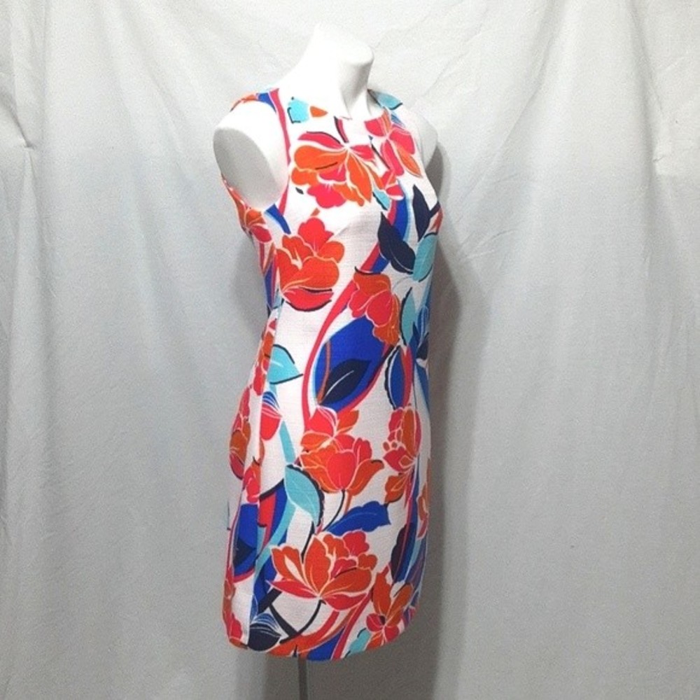 RN Studio Vibrant Floral Sheath Dress Small Sleeveless Garden Party Lunch Date - Picture 4 of 5